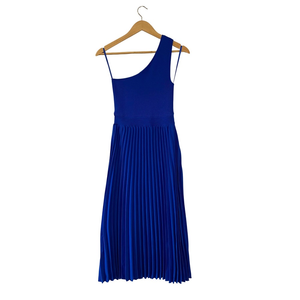 Ted Baker Miriom Asymmetric Knitted Midi Dress Royal Blue One Shoulder Sz 1 NEW - Picture 3 of 5